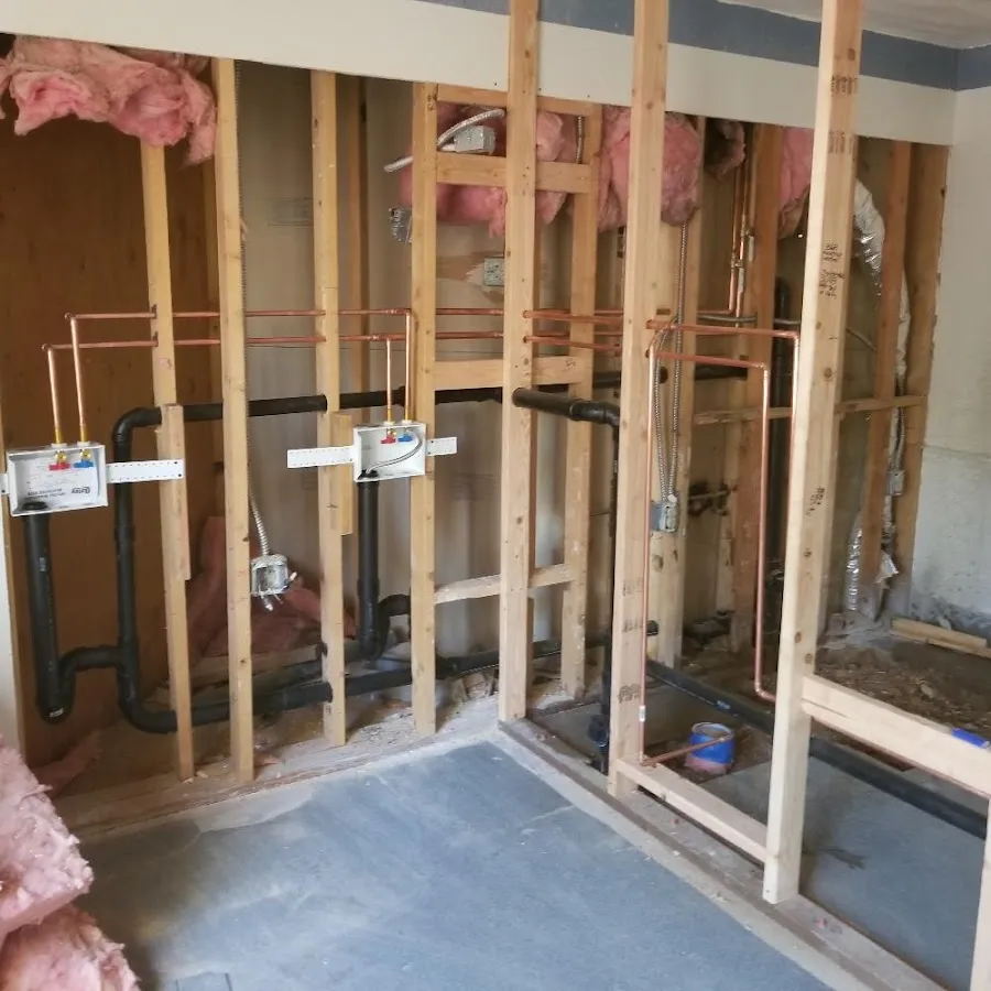 Copper pipe rough-in and plumbing installation in Brandywine
